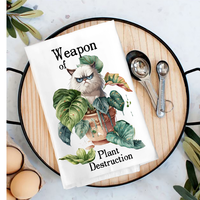 Weapon of Plant Destruction Cat Tea Towel
