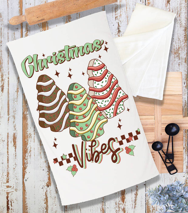 Christmas Vibes Tree Cakes Terry Towel