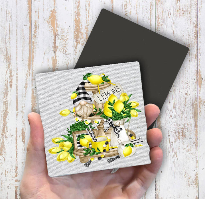 Gnome and Lemons 2 Tier Tray  Magnet Fridge