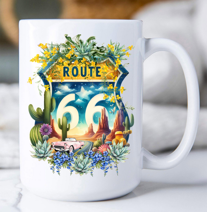 Route 66 Sign Succulents  Coffee Mug