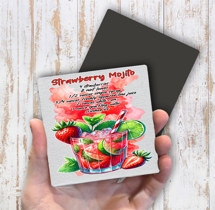 Summer Cocktail Strawberry Mojito Magnet Fridge