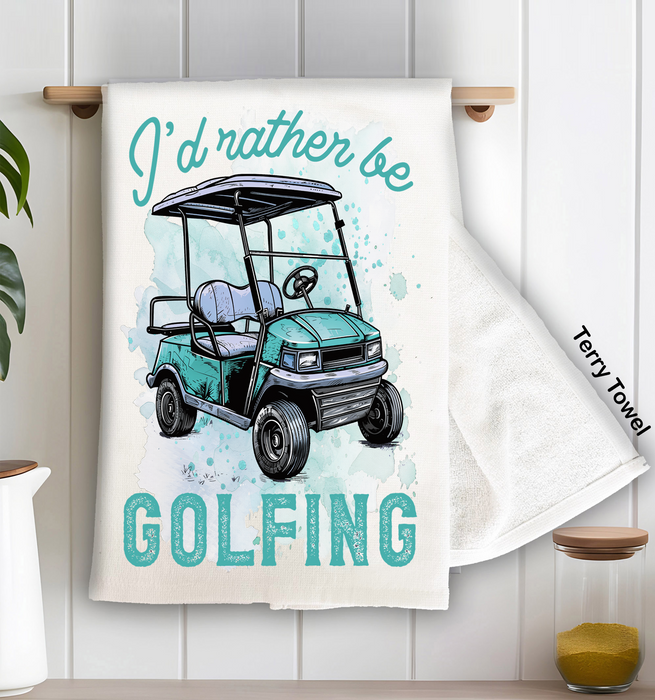 I'd Rather be Golfing Blue Kitchen Terry Towel