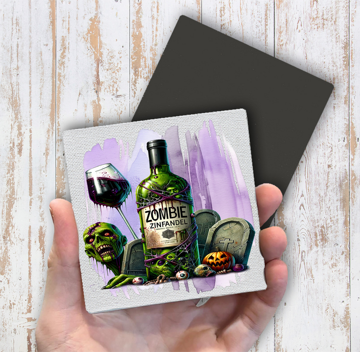 Halloween Zombie Zinfandel Magnet Fridge