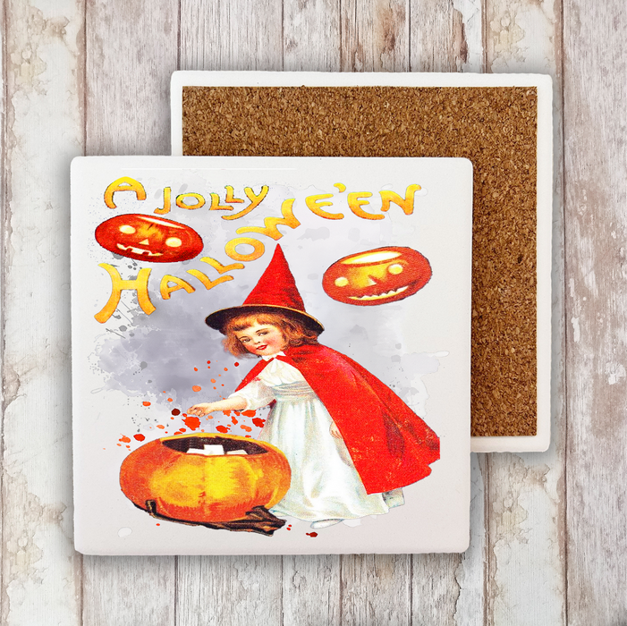 A Jolly Halloween VintageStone Coaster