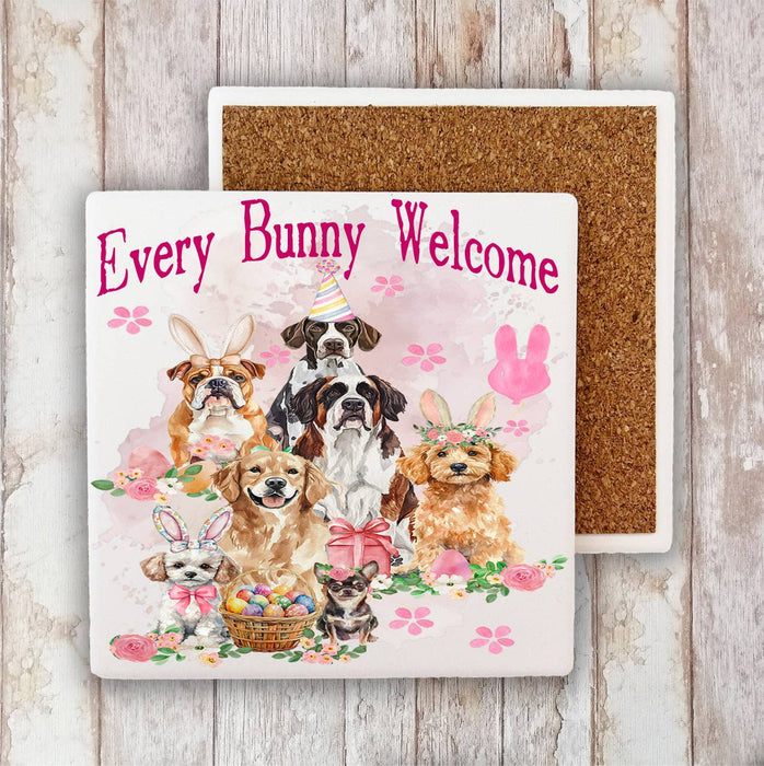 Easter Dogs Every Bunny Welcome Stone Coaster