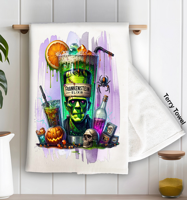 Halloween Frankenstein Elixir Kitchen Terry Towel