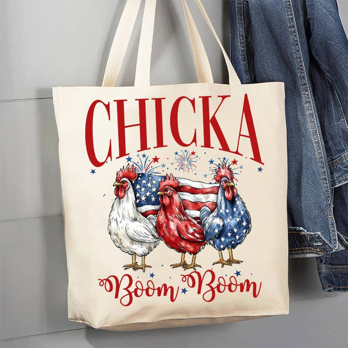 Patriotic Chicka Boom Boom Canvas Tote Bag