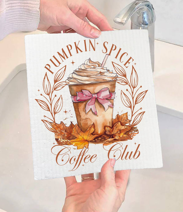Autumn Fall Pumpkin Spice Club Swedish Dishcloth