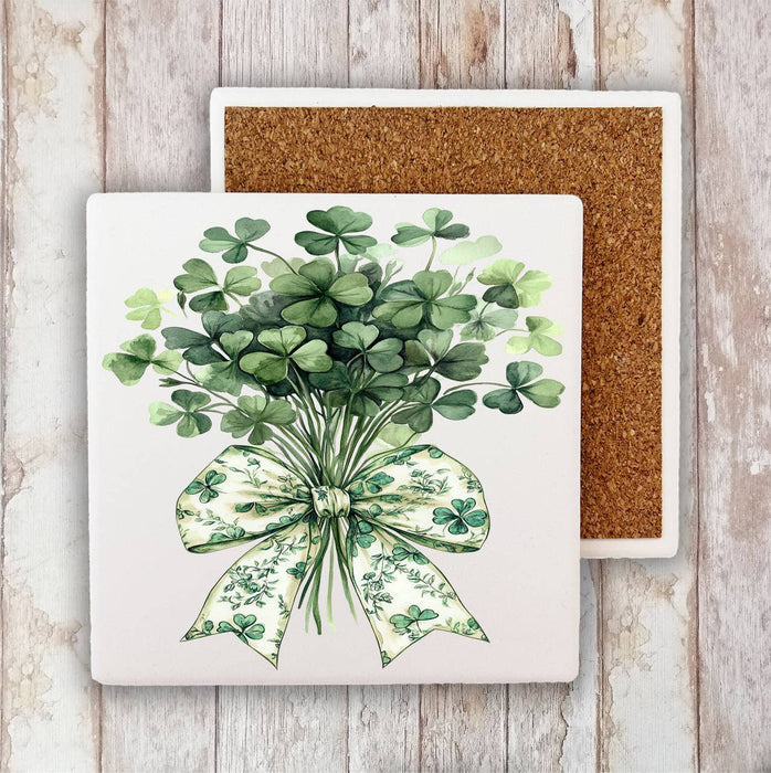 St. Patrick's Day Four Leave Clover Stone Coaster