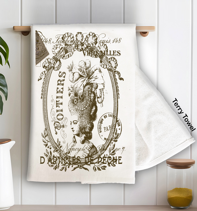Vintage Shabby Chic French Lady Kitchen Terry Towel
