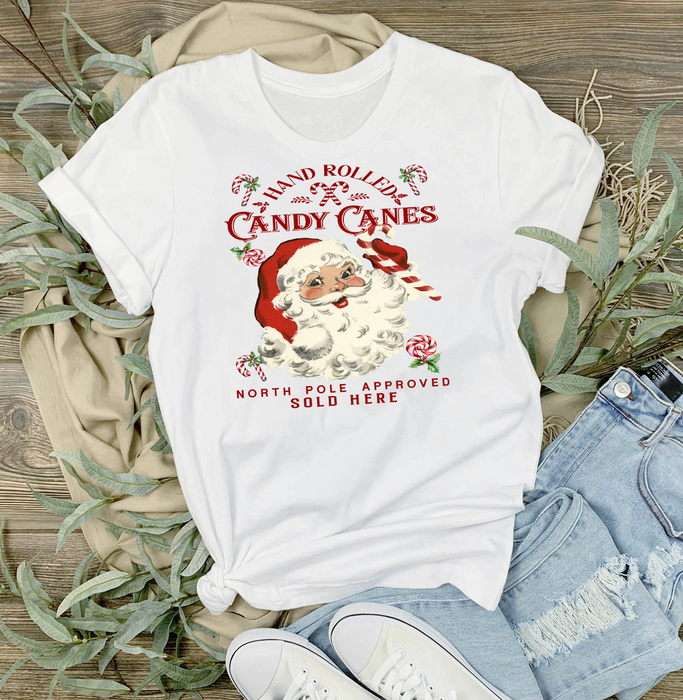 Christmas Candy Cane Vintage SantaT-Shirt