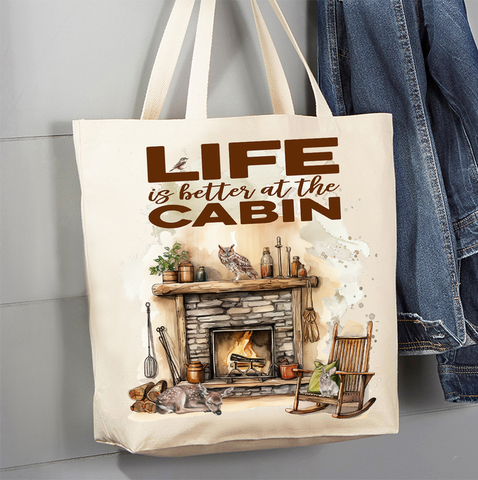 Life is better at the CabinCanvas Tote Bag