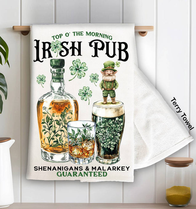 St. Patrick's Day Wiskey Irish Pub Kitchen Terry Towel