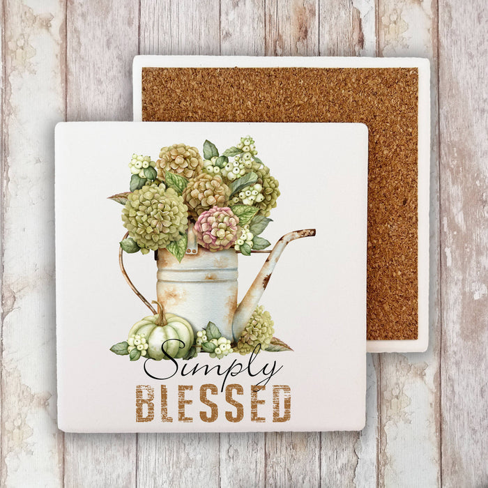 Fall Autumn Simply Blessed Stone Coaster
