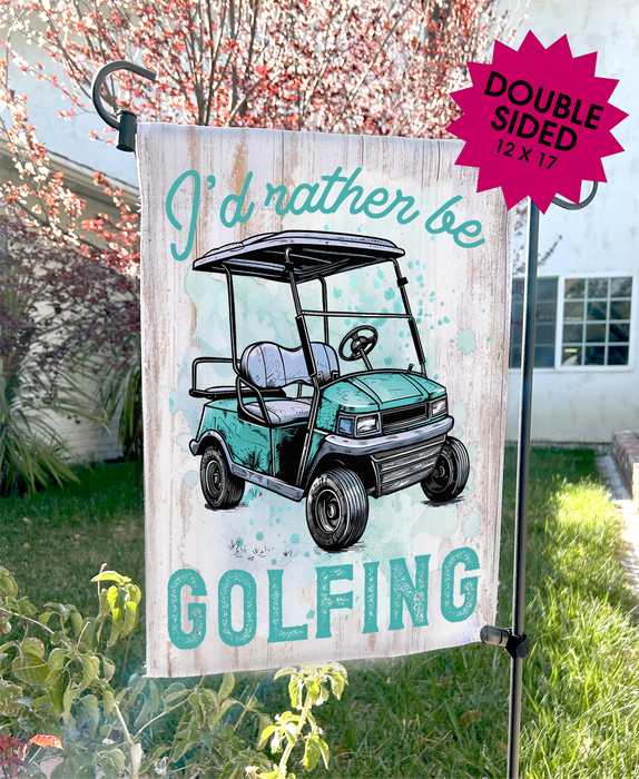 I'd Rather be Golfing Blue Garden Flags