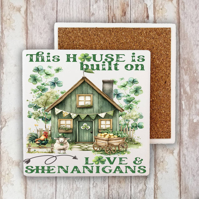 St. Patrick's Day Farm House Shenanigans Stone Coaster