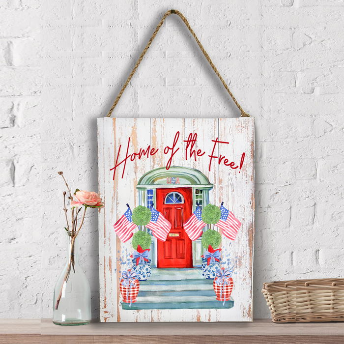 Patriotic Red Door Home of the Free Wall Decor