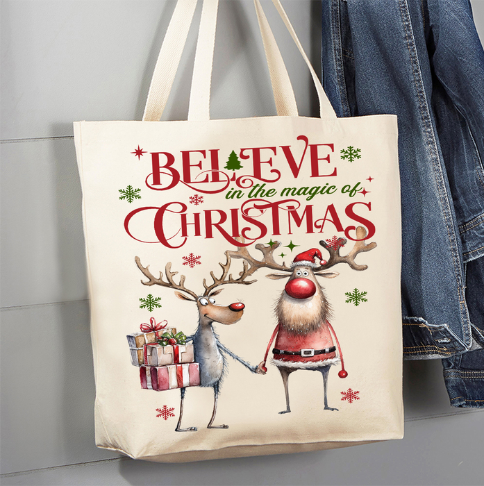 Believe in the magic of Christmas Canvas Tote Bag