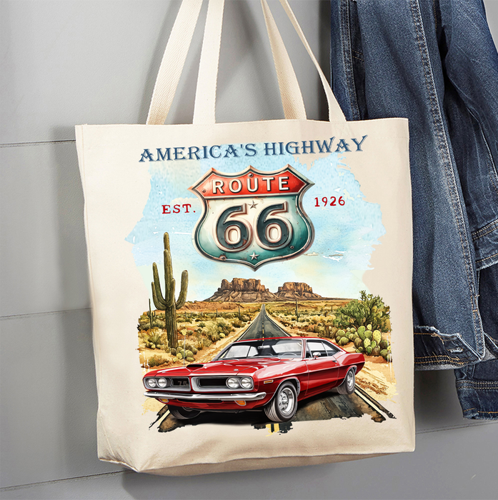 Route 66 America's Highway Canvas Tote Bag