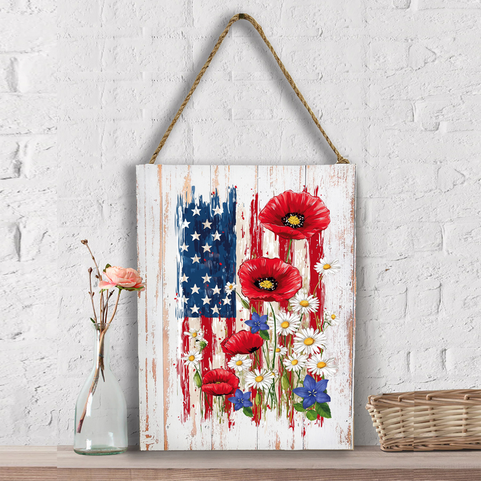 Patriotic American Flag Flowers Wall Decor
