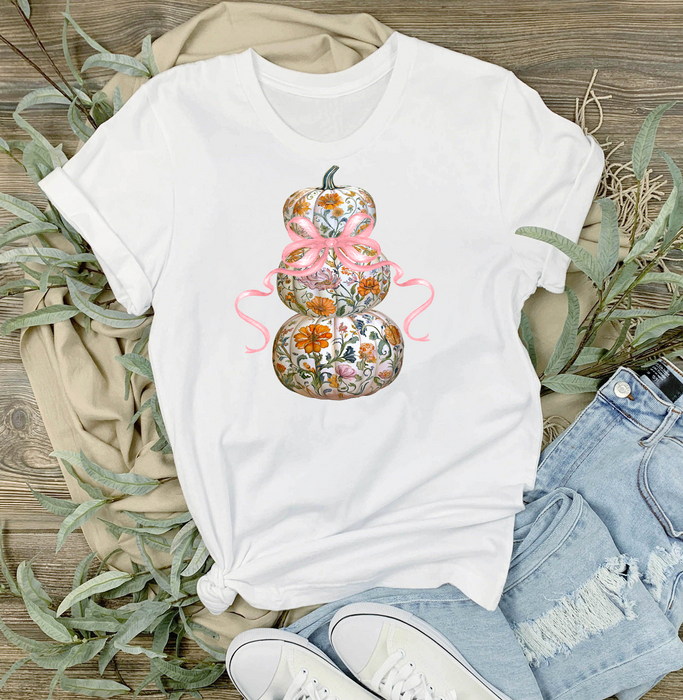 Fall Chinoiserie Floral Pumpkins T-Shirt