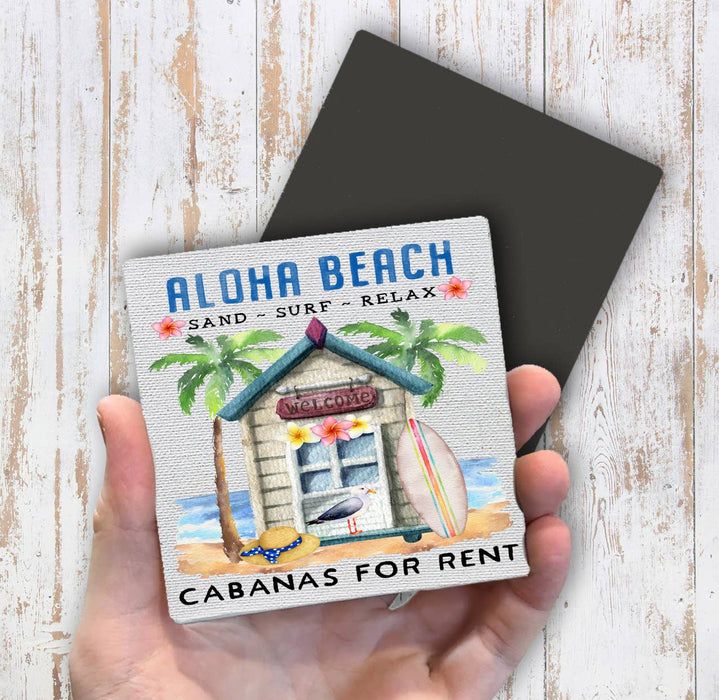 Aloha Beach Cabanas Ocean Surf Magnet Fridge