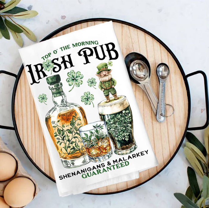 St. Patrick's Day Wiskey Irish Pub Tea Towel