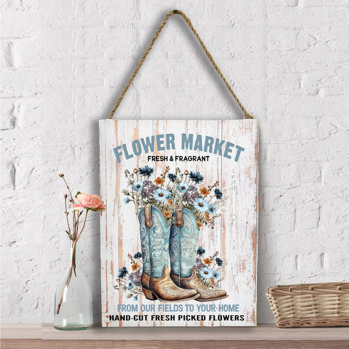 Western Cowboy Boots Flower Market Wall Decor