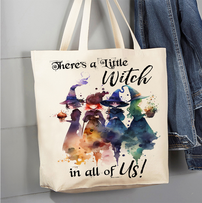 Halloween There's a Little Witch in Us Canvas Tote Bag