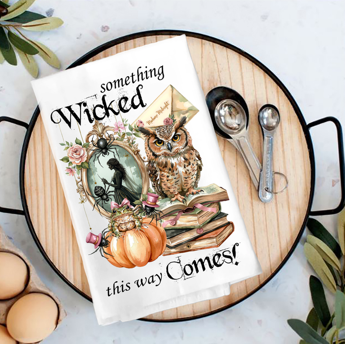 Halloween Something Wicked Comes Tea Towel