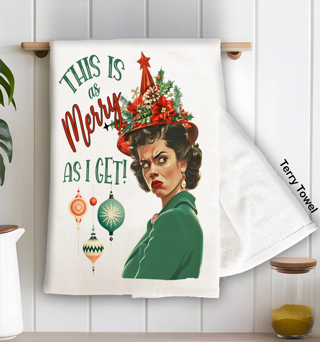 Christmas Funny This is my Merry Kitchen Terry Towel