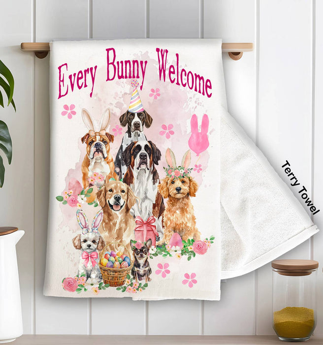 Easter Dogs Every Bunny Welcome Kitchen Terry Towel