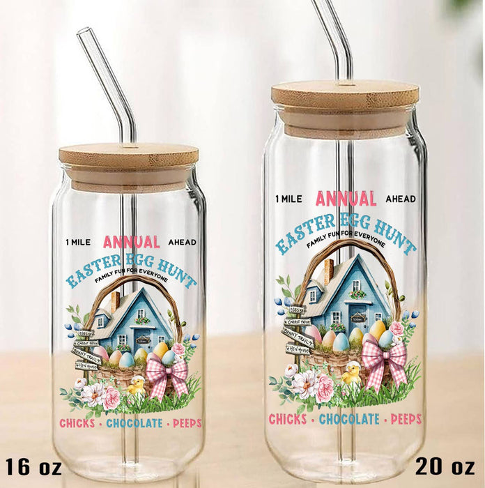 Annual Easter Egg Hunt Can Glass with Lid Straw