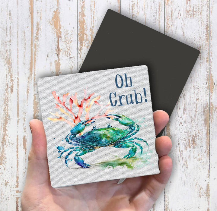 Coastal Beach Oh Crab Blue Crab Magnet Fridge