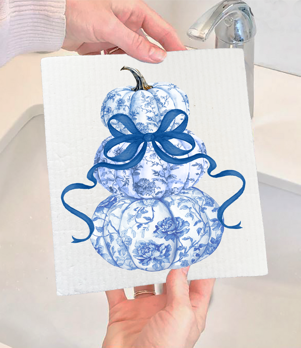 Fall Chinoiserie Blue & White Swedish Dishcloth