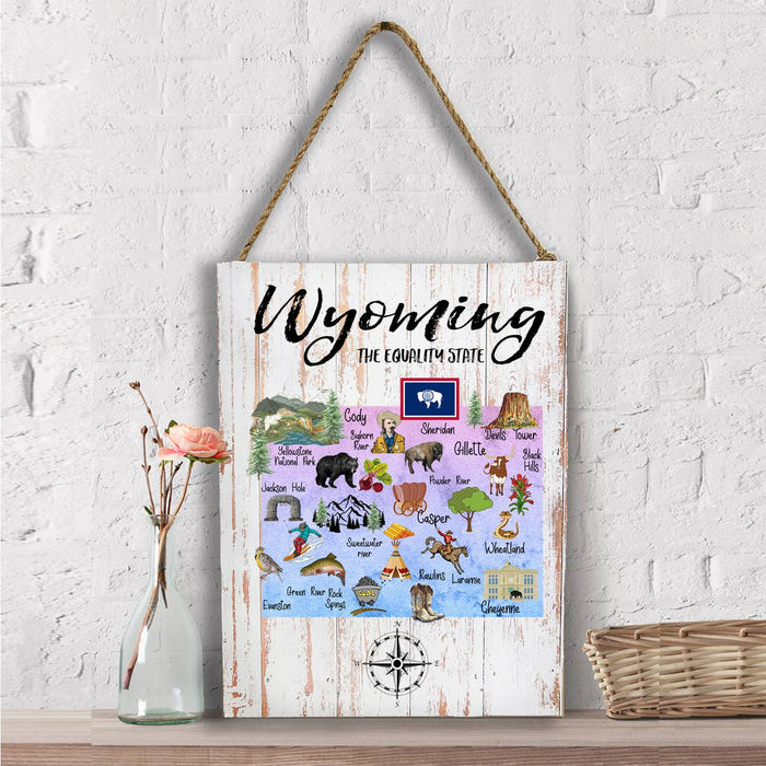 Wyoming State Map Souvenir Wall Decor