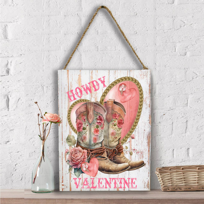Howdy Valentine Cowboy Boots Wall Decor