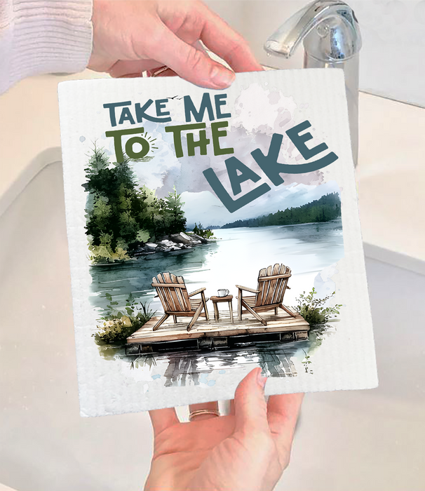 Take me to the Lake Swedish Dishcloth