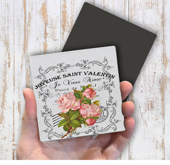 French Vintage Valentine Roses Magnet Fridge