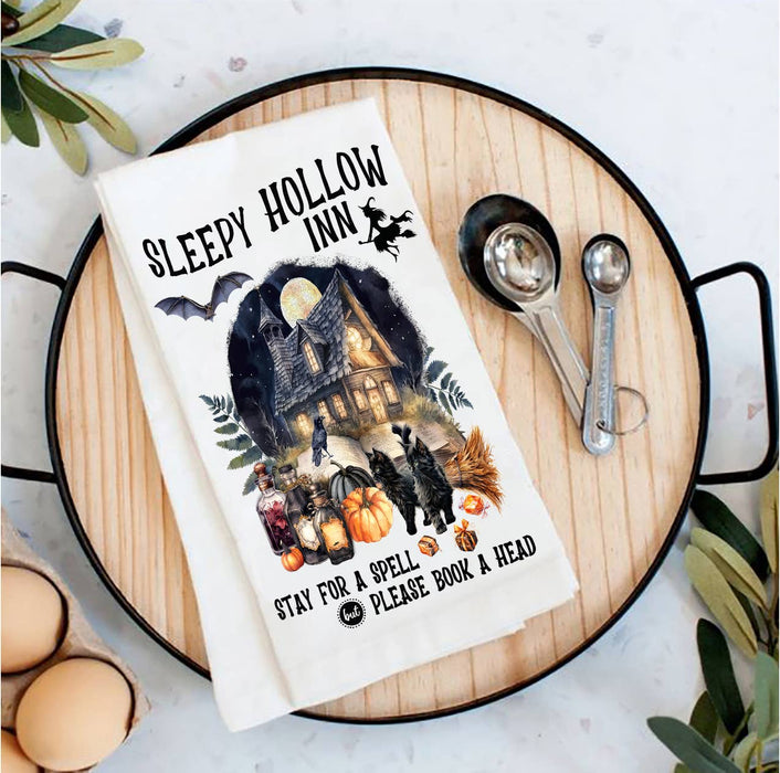 Halloween Sleepy Hollow Inn Tea Towel