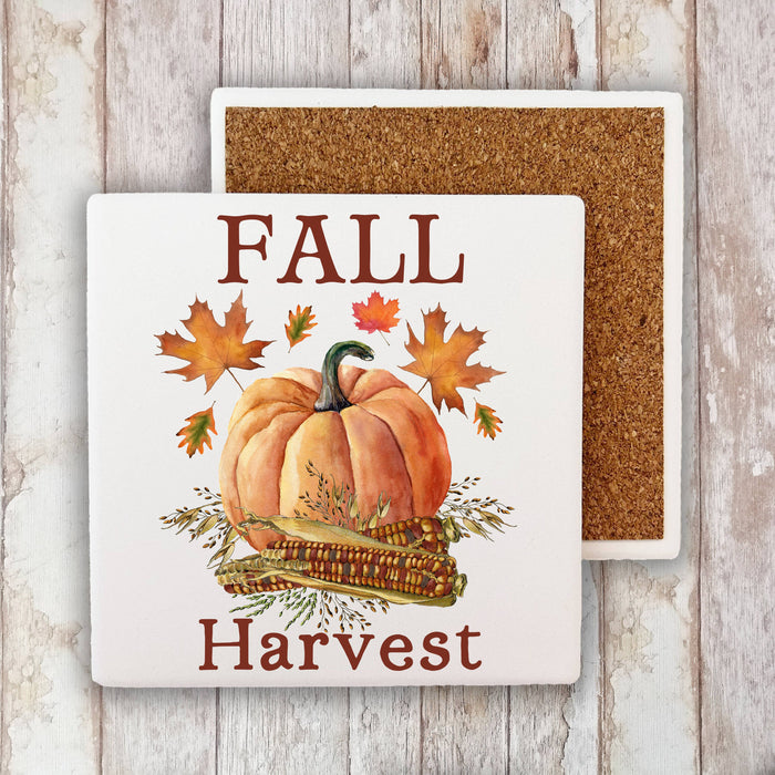 Fall Harvest Pumpkin Corn Stone Coaster