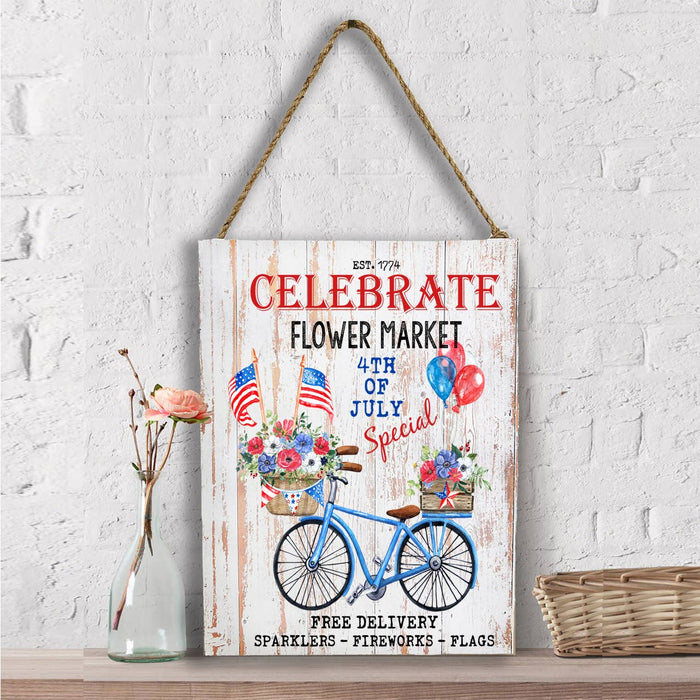 4th of July Flower Market Bicycle Wall Decor
