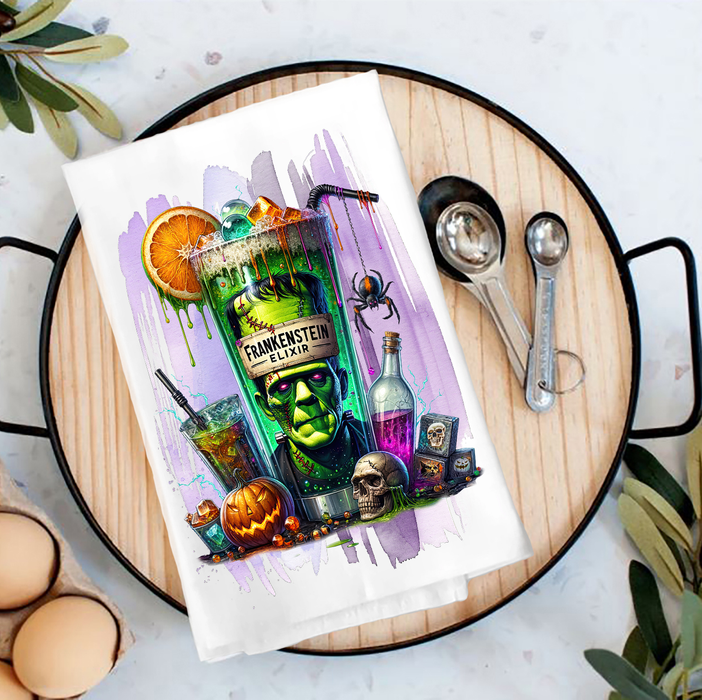 Halloween Frankenstein Elixir Tea Towel