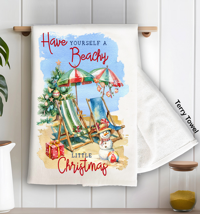 Coastal Have a Beachy Christmas Kitchen Terry Towel