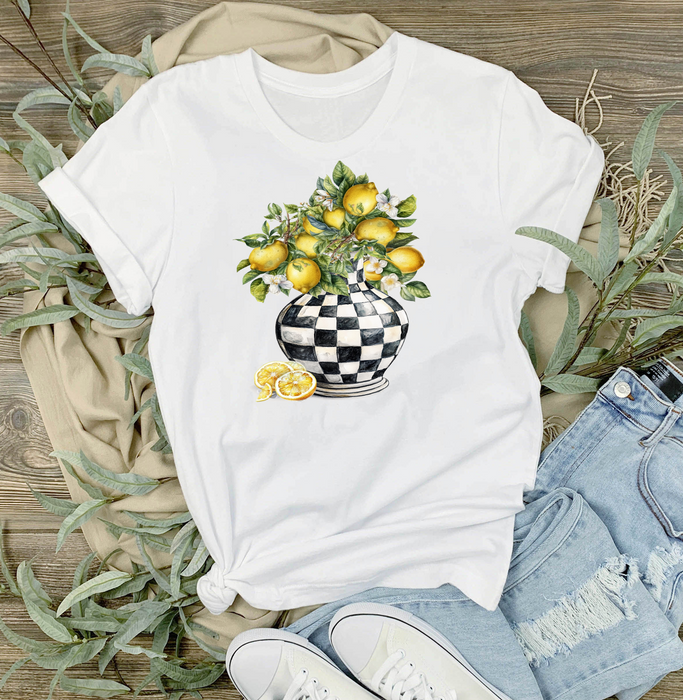 Checkered Vase with Lemons T-Shirt