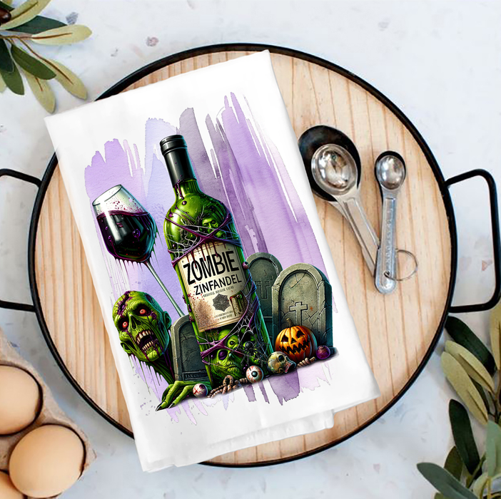 Halloween Zombie Zinfandel Tea Towel
