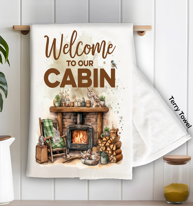Welcome to our Cabin Kitchen Terry Towel