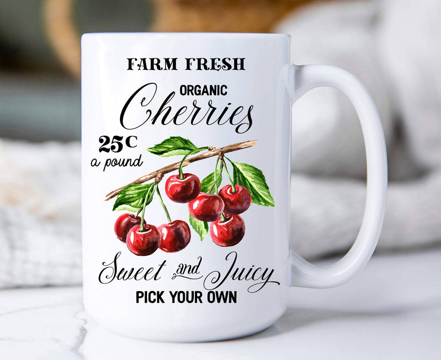 Farm Fresh Organic Cherries Coffee Mugs