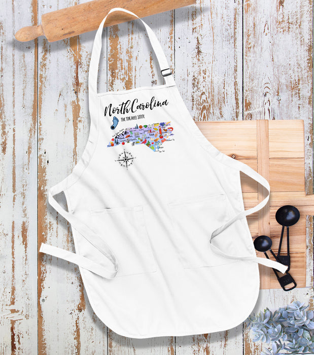 North Carolina State Map Souvenir Cotton Apron