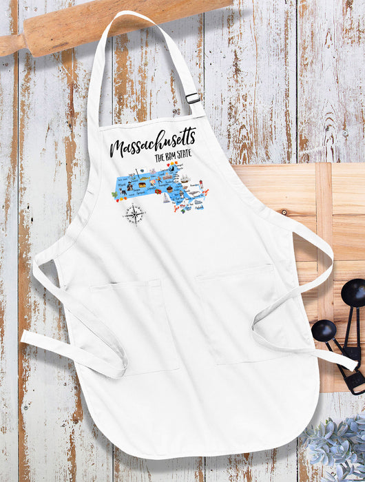 Massachusetts State Map Apron